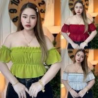 ราคา เสื้อสาวอวบ**ร้านปอปังแฟชั่น อก36-48ยาว9 เกาะอกมีแขนตัวสั้น ทรงน่ารักมาก**รุ่น เกาะอกกระแตตัวสั้น** (42403498603)