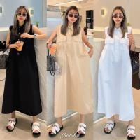 ราคา เดรสยาวแขนกุดทรงเอ ช่วงบนเป็นแบบเชิ้ตแต่งปกและกระดุม ( ใช้งานได้จิง ) (43152215919)