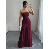 ราคา [มือหนึ่ง] ชุดราตรี ชุดออกงาน ชุดไปงานแต่งงาน สีแดงเบอกันดี ไซส์ S (44650328845)