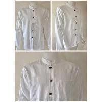 ราคา เสื้อผ้าฝ้าย คอจีน ผ่าหน้า กระดุมกะลา สีขาว แขนยาว (15247731254)