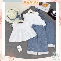 ราคา X73, (แถมหมวก+ผ้าผูกผม) เบบี้ดอลล์ เสื้อลูกไม้สีขาวและยีนส์กระดาษลายจุด ชุดเซ็ทสําหรับเด็กผู้หญิงออกไปข้างนอกหรือไปทะ (42363504578)