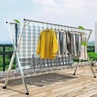 ราคา ราวตากผ้า พับได้สแตนเลสรุ่น พับเก็บง่าย ยืดหดได้ ราวตากผ้า ราวตากผ้าพับได้ ราวตากผ้าตัว X Drying Rack (28669974495)