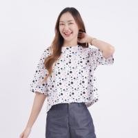 ราคา haas เสื้อยืดผู้หญิง เสื้อครอป Oversize สีพาสเทล ลายสกรีนลาย HBPK2310 (21581814208)