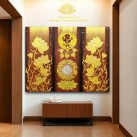 ราคา ภาพวาดชุดองค์พระพิฆเนศดอกบัวมงคล พื้นสีน้ำตาล 1set3pcs ขนาดW90H70Cm ภาพเสริมฮวงจุ้ยด้านค้าขายเงินทอง (18695835809)