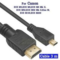 ราคา สาย HDMI ยาว 3m ใช้ต่อ Canon EOS M50,M50 II,EOS M5,EOS M6,M6 II,EOS M100,EOS M200, Kiss M เข้ากับ HD TV,Monitor cable (18528955183)