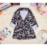 ราคา เสื้อคลุมลายทหารสีเทาปักอาร์ม เสื้อตัวยาวลายทหาร อก42" (23748657525)