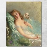 ราคา The White Cat Vittorio Matteo Corcos, vmc35 ภาพพิมพ์บนผ้าใบแคนวาส (29825114053)