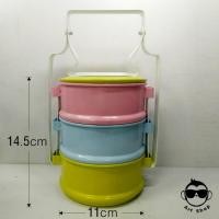 ราคา ปิ่นโตน้อยสีหวานพาสเทล กว้าง 11cm โลหะเคลือบ food grade ใส่อาหารร้อนเย็นได้ สีอัพเดทเคลือบหนา (3616024671)