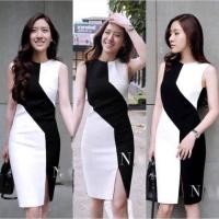 ราคา เดรสสั้นซิปหลังแต่งผ้าสีทูโทน สีขาวดำ เดรสใส่ทำงาน เดรสออกงาน เดรสทำงาน พร้อมส่ง (26162000466)