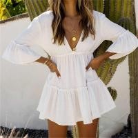 ราคา ❤ Robe Plage ชุดว่ายน้ำ Backless ที่คลุม Ups Saida De Praia Ruffle บิกินี่สีขาว Cover Up Tunics (43955968053)