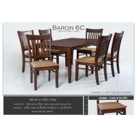 ราคา ชุดอาหารไม้จริง 6 ที่นั่ง ขาโต๊ะตรง ขนาด 90x150x74 ซม. รุ่นบารอน 6C (24707638122)