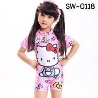 ราคา ชุดว่ายน้ำเด็กผู้หญิง แบบบอดี้สูท แขนขาสั้น ลายคิตตี้โบว์ทั้งตัว พร้อมหมวกว่ายน้ำ สีชมพู (เซ็ต 2ชิ้น) SW0118 (21488401067)