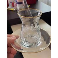 ราคา แก้วชาตุรกี ลายขาว ขอบทอง แก้ว+จานรอง (28153167623)