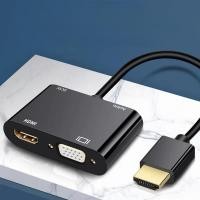ราคา HDMI to HDMI+VGA splitter+ Video Converter Adapter HD Cable Audio Output HDMI2VGA with audio cable (43557761702)