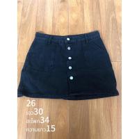 ราคา กระโปรงยีนส์ทางเบสิคกระดุมหน้าสีดำ (24681291212)
