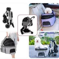 ราคา Dodopet รถเข็นสัตว์เลี้ยง จุ20กก.+คาร์ซีท FL056 4ล้อ สีดำ ( รถเข็นหมา รถเข็นแมว พับง่าย สีเทา รถเข็นสุนัข) (15535429742)