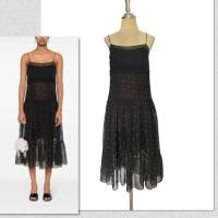 ราคา Ju’sแบรนด์จากเกาหลีsilk/chiffon polka dot black white dress เดรสลายจุดสีดำขาวผ้าไหมผสมsize M (47306886149)