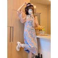 ราคา พร้อมส่ง มือสอง เซท2ชิ้น เสื้อเชิ้ตแขนสั้นไข่มุกลายดอกไม้+เอี๊ยมยีนส์ลายดอกไม้ (24430142439)