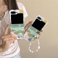 ราคา น่ารักรถ Wave พร้อมสร้อยข้อมือเคสโทรศัพท์สําหรับ Samsung Galaxy Z Flip 3 4 5 6 Z Flip6 ZFlip 6 ZFlip6 กันกระแทกปกหลัง (45505920671)