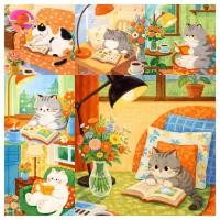 ราคา PLHealing การ์ตูนอ่านแมว 5D DIY ภาพวาดเพชร/ภาพสีน้ํามันดิจิตอลคริสตัลปักครอสติสเพชรเต็มโมเสคเพชรชุดเย็บปักถักร้อย Rhinestone ตกแต่งบ้าน (56904998679)