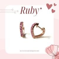 ราคา [พร้อมส่ง]ต่างหูเงินแท้ 92.5% ต่างหูห่วงฝังพลอยทับทิมไทย ทับทิมสยาม เผาเก่า ด้านข้างเป็นรูปหัวใจ (27118183855)