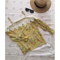 ราคา สายเดี่ยว เปิดไหล่ ลายดอก สีเหลือง (3841018940)