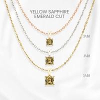 ราคา สร้อยคอบุษราคัมแท้ (Yellow Sapphire) เหลี่ยมพรีเมียม เงินแท้ 925 ชุบทองคำขาว/ทอง /โรสโกลด์ จี้พลอย GEORGE Jewelry (53356336923)