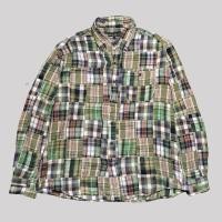 ราคา KEMEJA HIJAU Eddie Bauer Green Patchwork Flannel Shirt - L (2) (44302696564)
