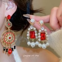 ราคา Dreejew ต่างหูอัญมณีสีแดงและ펄 สไตล์โกลด์โทน สำหรับผู้หญิง พร้อมให้เป็นของขวัญพิเศษ (57900651093)
