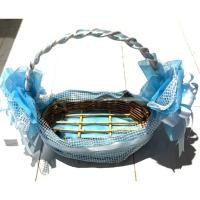 ราคา กระเช้าเปล่า ตะกร้าของขวัญ หวายโบว์ฟ้า มือสอง (49206763028)