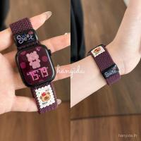 ราคา น่ารักหมีไนลอนแม่เหล็กสําหรับ Apple Watch Series 11 iWatch Series S11 S10/9/8/7 Ultra 3 2 SE3 SE2 49 มม.46 มม.45 มม.44 มม.41 มม.42 มม.สร้อยข้อมือ (56853083635)