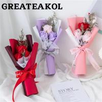 ราคา GREATESKOL ดอกไม้สบู่กุหลาบ, ประดิษฐ์ 3 หัวสบู่ดอกไม้, ช่อดอกไม้สบู่กุหลาบตกแต่งบ้านงานแต่งงาน (50356266492)