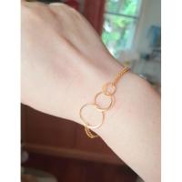 ราคา ♻️สร้อยมือและคอชุดโซ่อิตาลี่คล้องจี้3ห่วงชุบทองคำ18kแท้ๆ (20657394603)