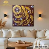 ราคา ภาพปลาทองมงคล พื้นสีน้ำตาลสลัดเงินขนาด60x60cm รูปปลาคราฟทอง ปลาว่ายทวนน้ำเรียกเงินทอง ภาพเรียกโชคลาภ (21195832392)