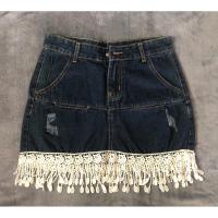 ราคา กระโปรงยีนส์สียีนส์เข้มชายแต่งลูกไม้มือสองสภาพใหม่ (27472665843)