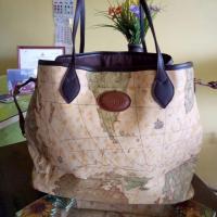 ราคา กระเป๋าทรงถัง ลายแผนที่ งานมือสอง (3417939581)