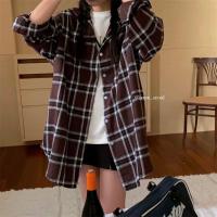 ราคา พร้อมส่ง เสื้อเชิ้ตคอปกแขนยาวทรงOversizeลายสก็อตโทนสีน้ำตาล สีสวยมากค่ะ ทรงยาวใส่คลุมสวย หรือใส่ตัวเดียวเป็นมินิเดรสได้ (13341377010)