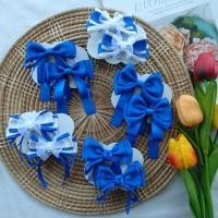 ราคา โบว์ติดผมเด็กนักเรียนสีน้ำเงิน ขาว (26966324815)