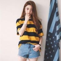 ราคา พร้อมส่ง เสื้อลายทาง เหลืองดำ (1350314976)