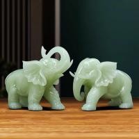 ราคา เครื่องประดับช้างมงคลคู่บ้านเมือง Zhaocai งานฝีมือหยกห้องนั่งเล่น (26720247455)