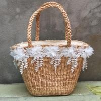 ราคา กระเป๋าสานแต่งลูกไม้ (875956738)
