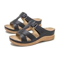 ราคา CB vintage Womens Platform Sandals Slip On Open Toe สบาย Strappy Beach Walking Leather Sandals with Arch Support Summer Flat Sandals รองเท้าแตะ (40269986272)