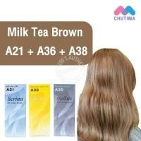 ราคา สีผมแฟชั่น เซตสีผม เบอริน่า แฮร์ คัลเลอร์ครีม สีชานม Berina Hair Color Cream Set A21+ A36+A38 Milk Tea Brown color (20500636888)