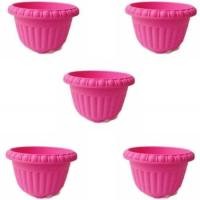 ราคา กระถางปลูกต้นไม้พลาสติกกลม10นิ้ว สีชมพู(5ใบ)(Pink) (293970995)