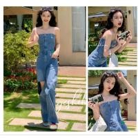 ราคา 256เกาะอกยีนส์ จั้มเกาะอกยีนส์ ป้าย chuu size S แต่งขาด (49902356197)