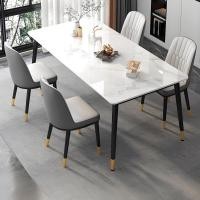 ราคา โต๊ะอาหาร โต๊ะกินข้าวหินอ่อนเทียม 120/140/160CM แผ่นหินหนา 12 ซม ขาเหล็กสีดำทอง ชุดร้านอาหารสุดหรู (40363565413)