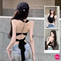 ราคา เสื้อแฟชั่นคล้องคอ มัดผูกหลัง ดีเทลหลังแต่งหมุดเพชรเรียงแถว เซ็กซี่ (43456249386)