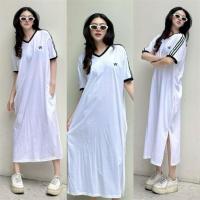 ราคา เดรสคอวีแขนสั้น ทรงปล่อยแบบ Oversize ดีเทลตีแถบช่วงไหล่ทั้ง 2 ข้าง แต่งกุ้นคอและแขน (28590060366)