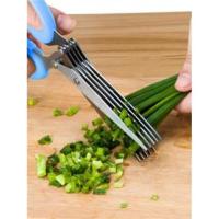 ราคา กรรไกรซอยผัก กรรไกรซอยอาหาร สแตนเลส Vegetable scissors Stainless Steel 5 Blades Cutting ขนาด : 7.5 x 3 x 1 นิ้ว (1414574757)