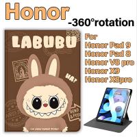ราคา เคสฝาพับ หมุนได้ 360° Honor Pad 9 12.1นิ้ว / ออเนอร์ แพด X9 11.5นิ้ว ผู้ถือปากกาด้านขวา Honor Case For Honor Pad 8 / Honor Pad V8Pro /Pad X8Pro Lovely LABUBU เคส Honor (24886283365)
